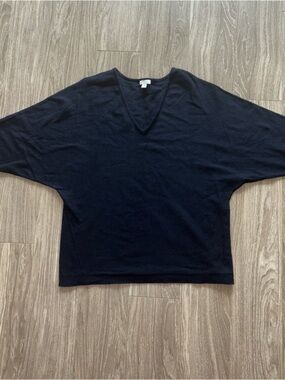Black V-Neck Boxy Knit Top